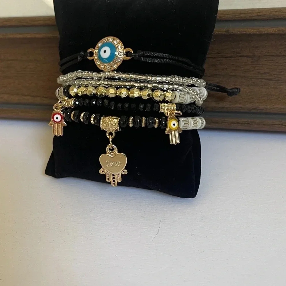 Hand Crafted Evil Eye Fashion Bracelet Stackable Set‎